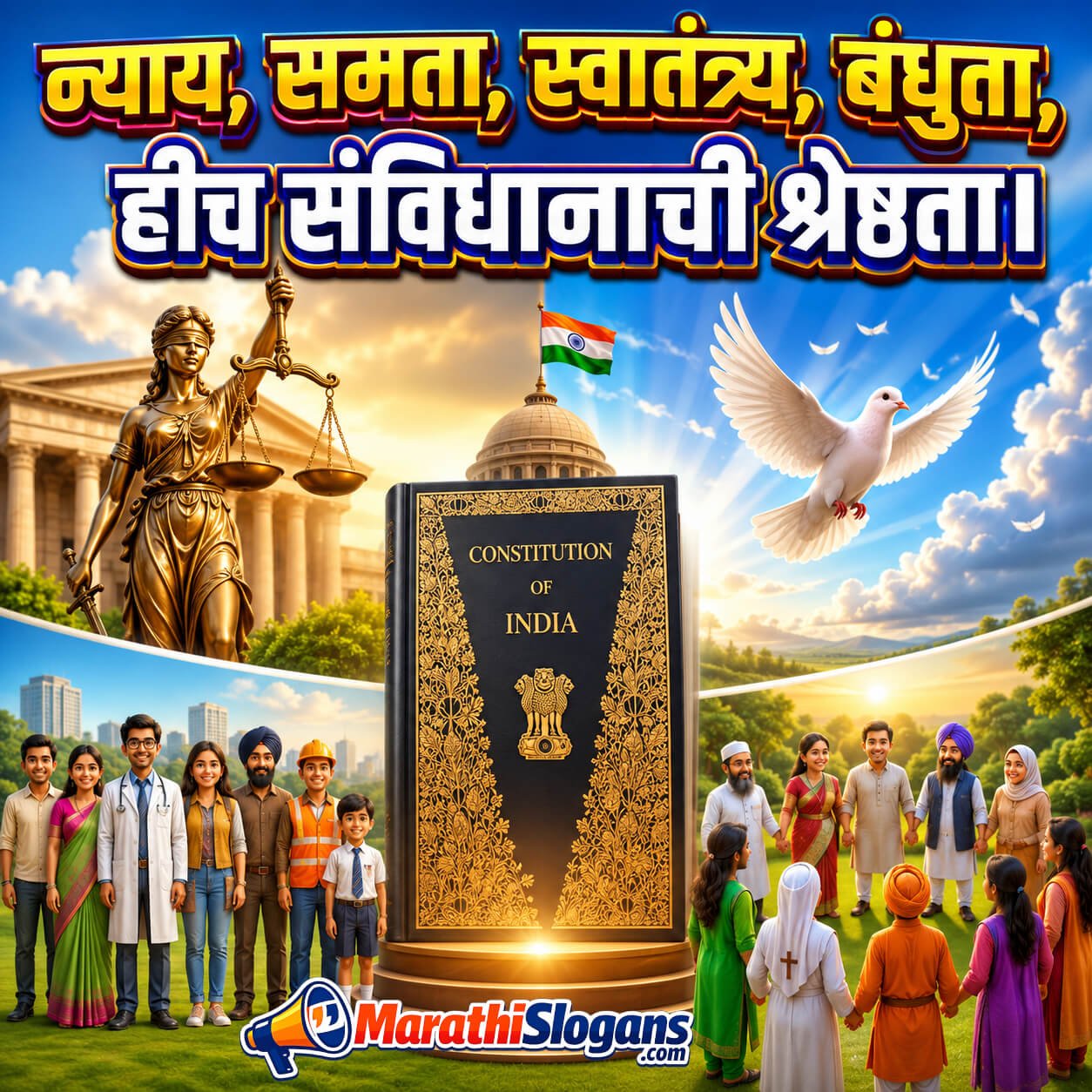 Nyay, Samata, Swatantrya, Bandhuta, Hich Sanvidhanachi Shreshthata